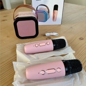 Pink Wireless Karaoke Microphone Set with Speaker